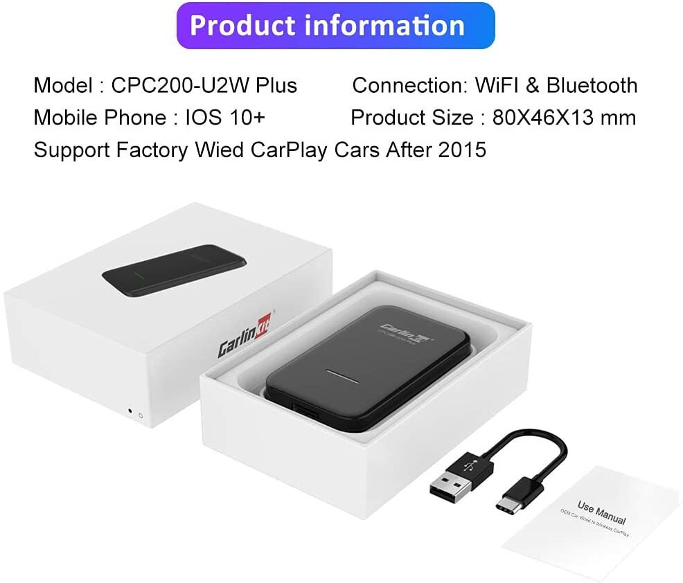 CarlinKit 3.0 Wireless CarPlay Adapter USB for Factory Wired Car Play Cars NEW
