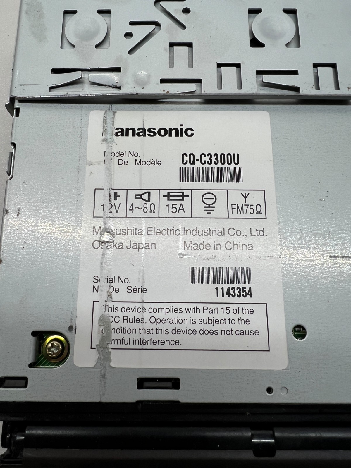 Panasonic CD-C3300U Car CD/MP3 Receiver for Parts Free Shipping