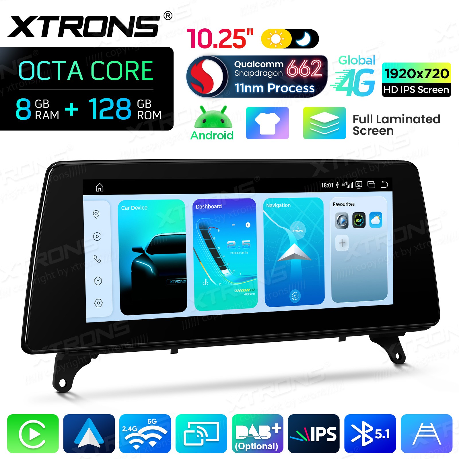 10.25” 8+128G GPS Android 14 CarPlay Car TouchScreen For BMW X5 E70 X6 E71 CCC