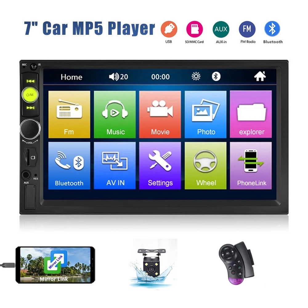 Car Stereo Double Din Car Radio 7 Inch MP5 Player with HD Touch Screen Digital D