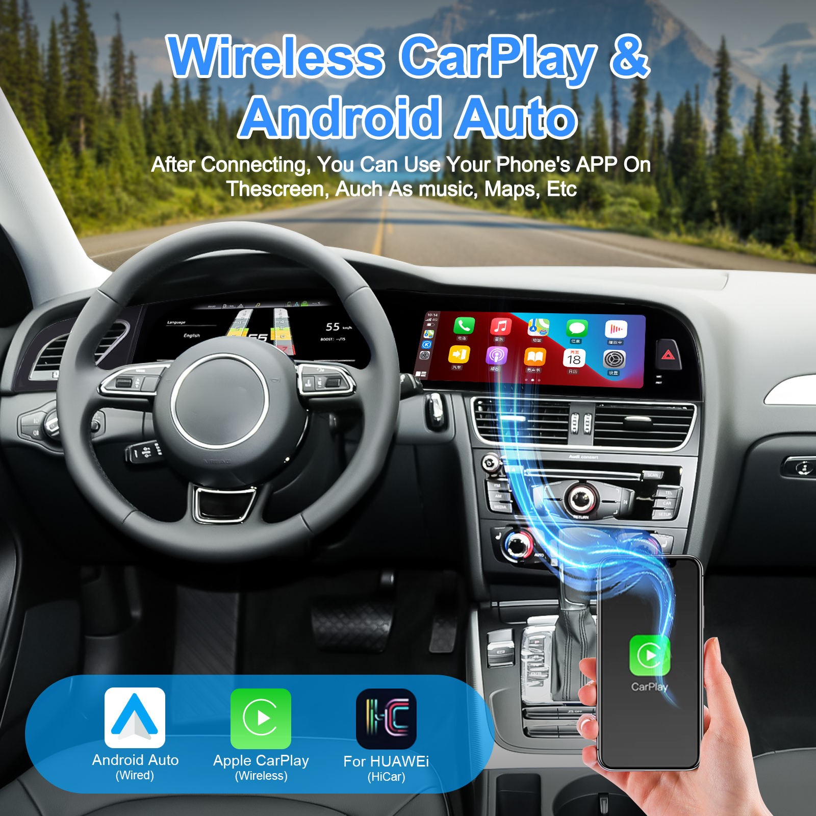 10.25″ Car Radio CarPlay GPS +12.3″ Instrument Cluster Kit For Audi A4 2009-2016