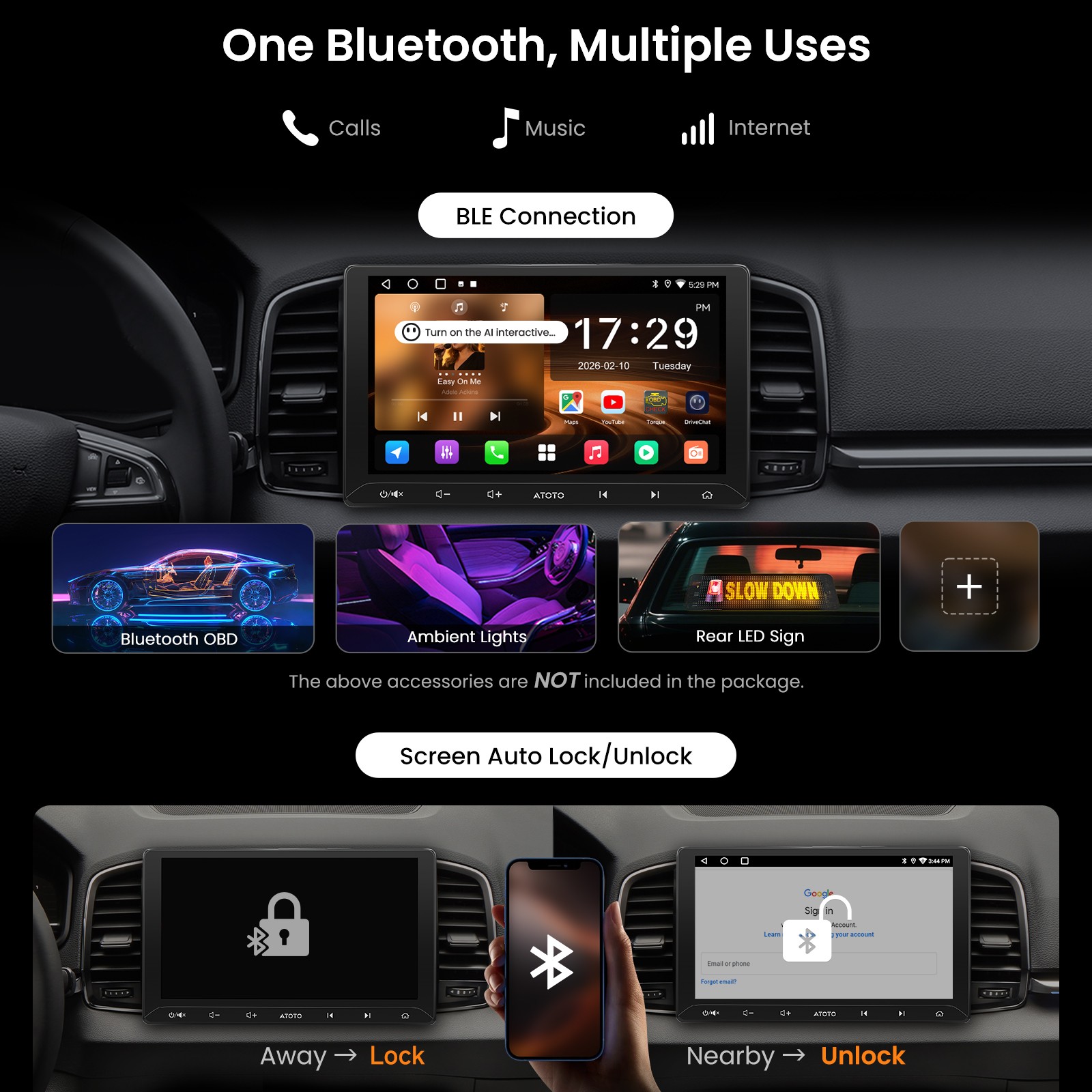 ATOTO Android 10.1″ Car Radio GenAI GPS Stereo Touch Screen Bluetooth Double2Din