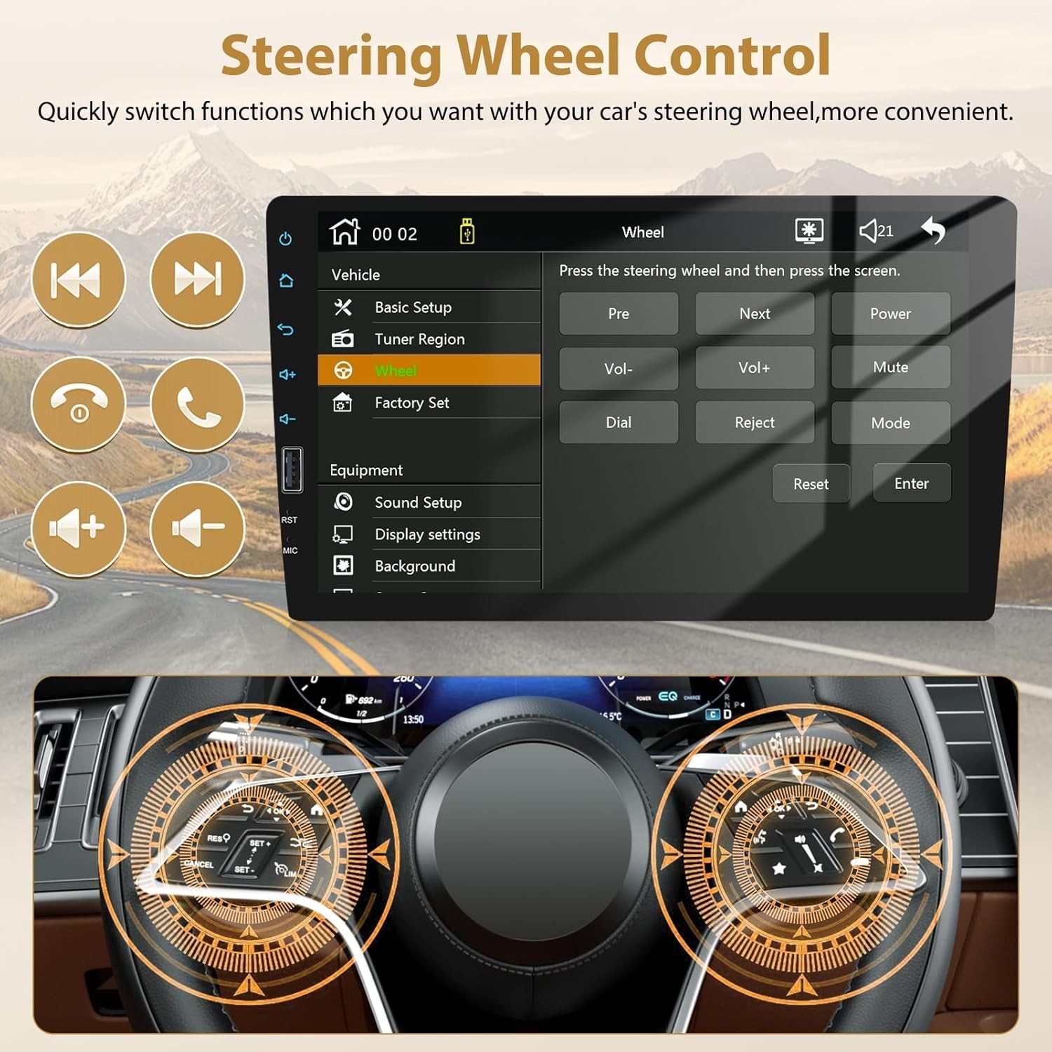 9″ Android Auto Carplay Stereo Single DIN Universal with Backup Camera