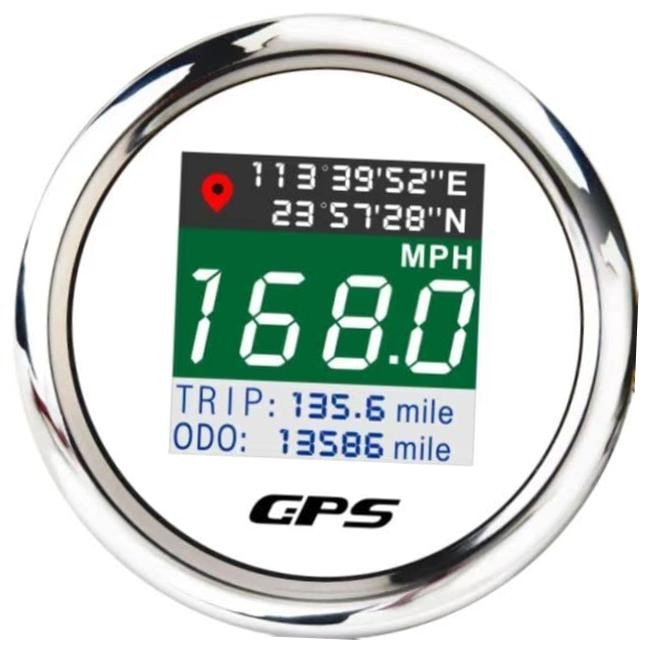 GPS Speedometer 2-1/16″ 52mm Digital Boat GPS Speedometer Gauge MPH Km/h White