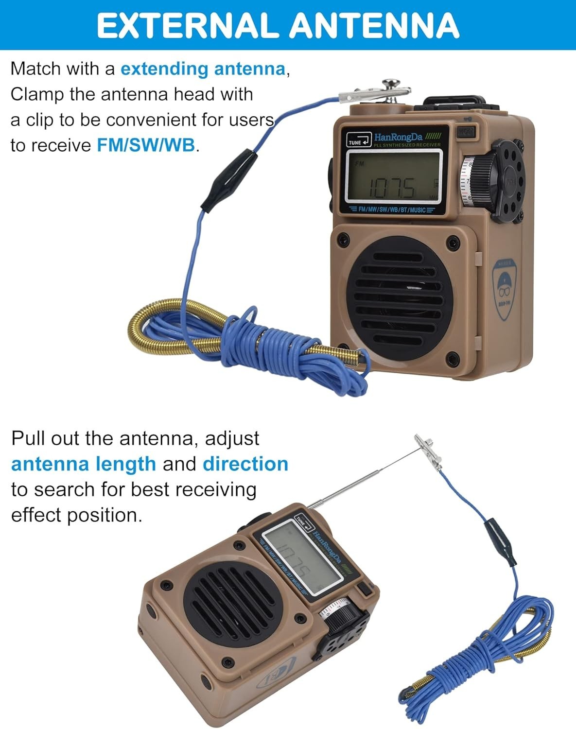 Bluetooth Radio Speaker Support MicroSD FM Shortwave NOAA Alerts Rechargeable…