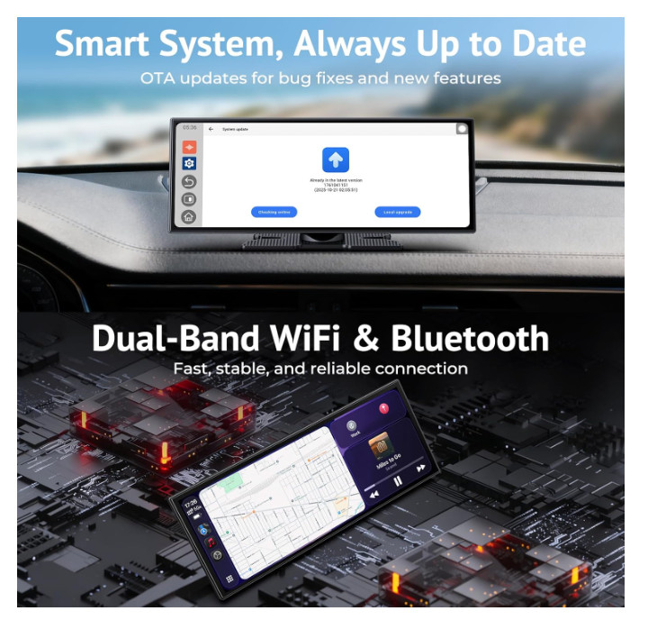 11.26″ Wireless CarPlay Screen for Car, Portable CarPlay & Android Backup Camera