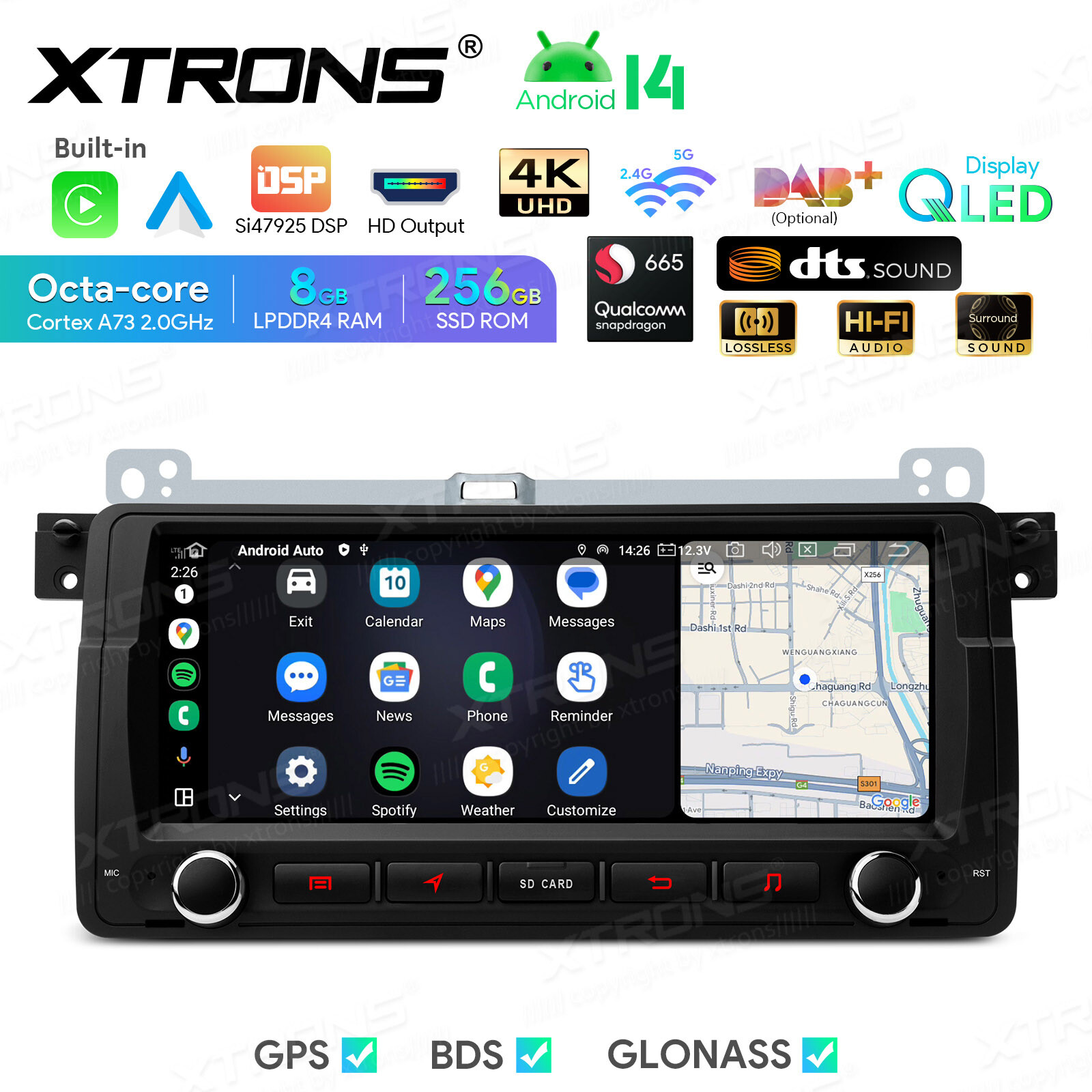 QLED 8.8″ Android 12 Car Play Stereo Radio Navi 128GB Octa Core WiFi For BMW E46