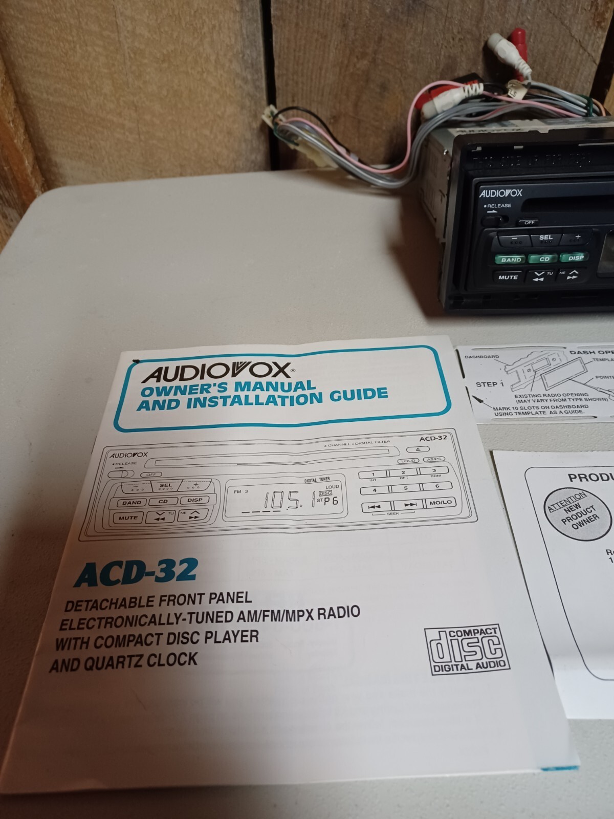 Vintage Audiovox ACD-32 Detachable Front Panel CD 4 Channel Car Audio Radio