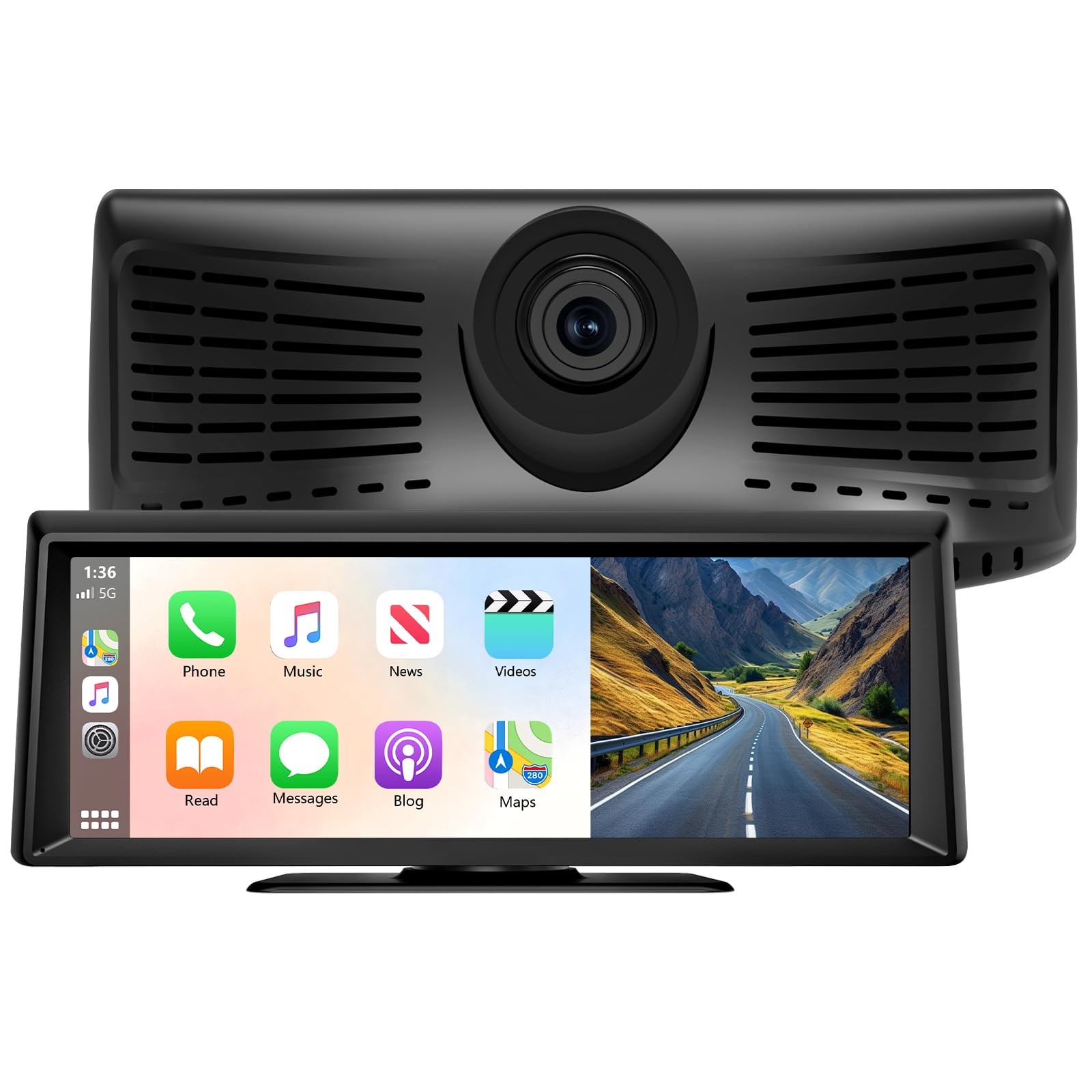 8.1″ Portable Wireless Carplay Screen for Car, 2K Dash Cam & 1080P 8.1 inch
