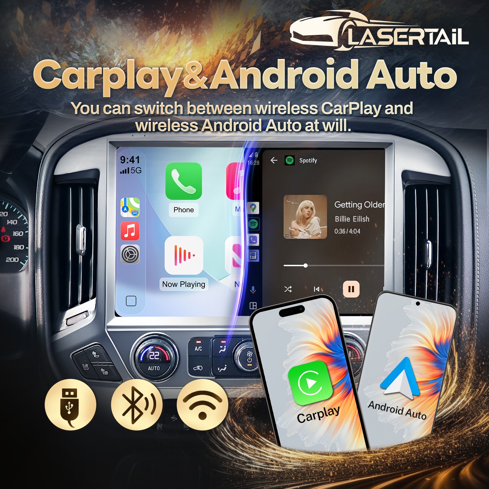 13.1″ Car Stereo Carplay for Chevy Silverado GMC Sierra 1500 2500 3500 2014-2018
