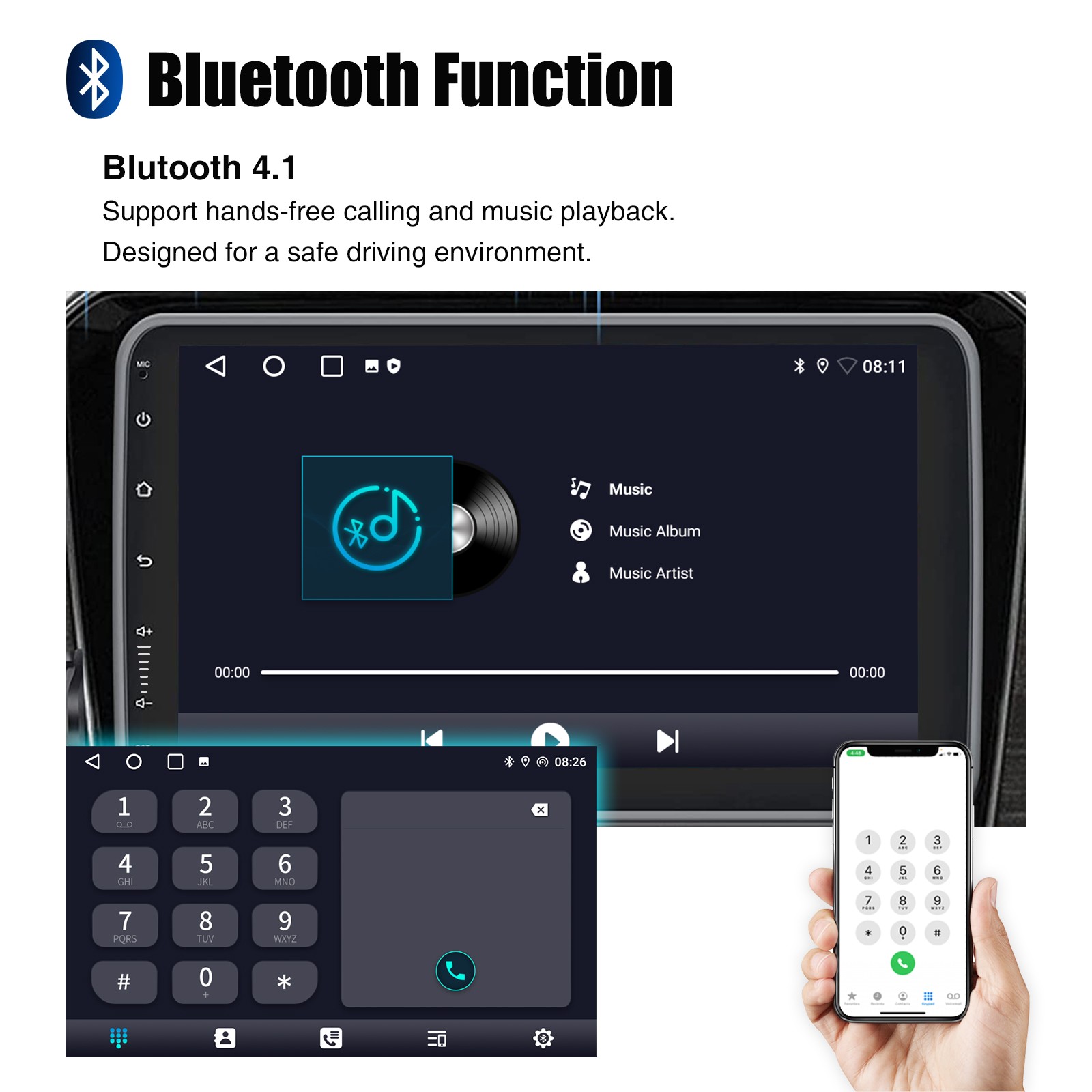 Rotatable 10.1” Android 15 Touch Screen Car Stereo Radio GPS Wifi Single 1 DIN