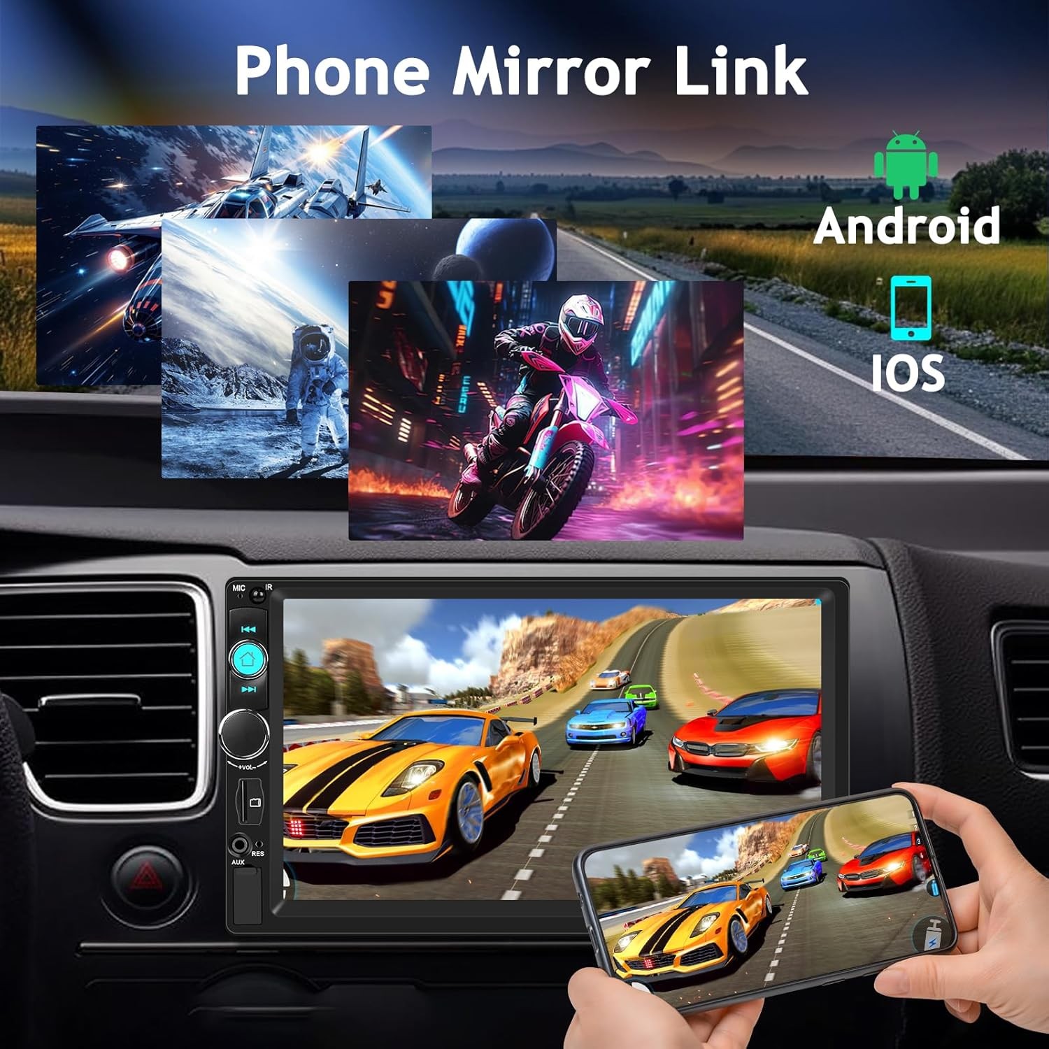 7″ Double 2DIN Car MP5 Player Bluetooth Touch Screen Stereo Radio FM Mirror Link