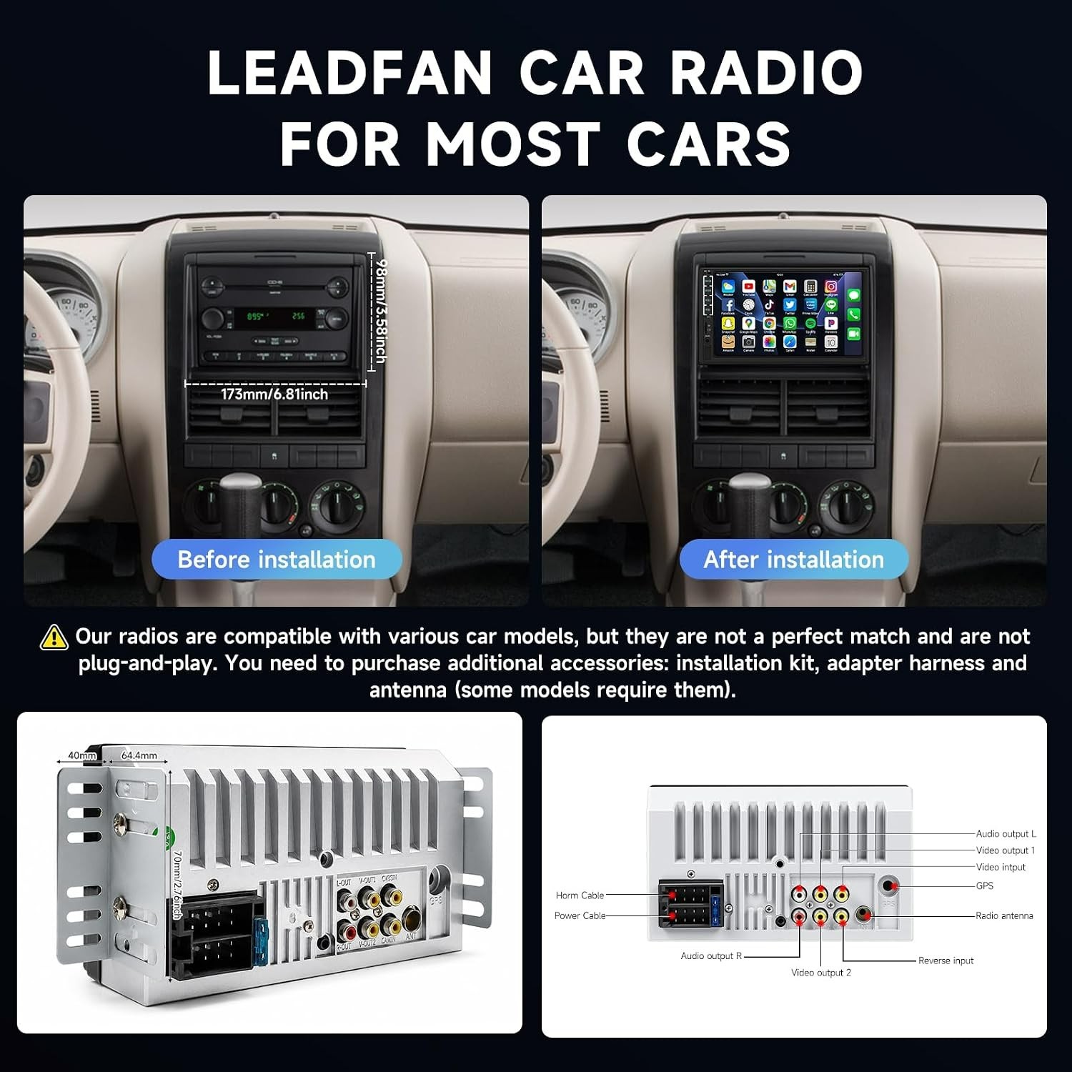 High-Power 7-Inch Car Radio Receiver with Bluetooth & Mirror Link Functionality