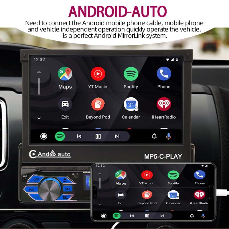 7″ Car Stereo Radio GPS Single 1 Din Flip Out Bluetooth Touch Screen MP5 +Camera