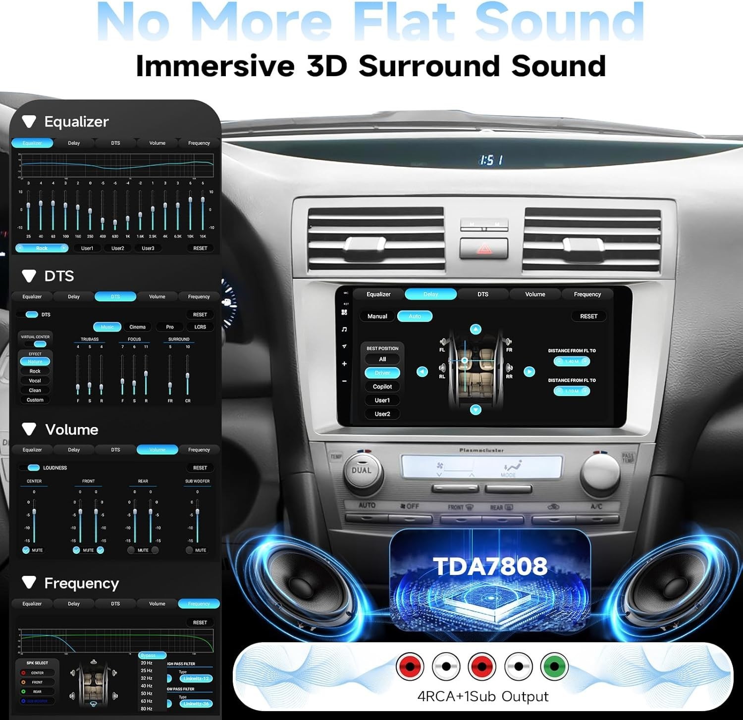 Dasaita Android 13 Car Stereo for Toyota Camry 2007-2011 DTS Support OEM Camera