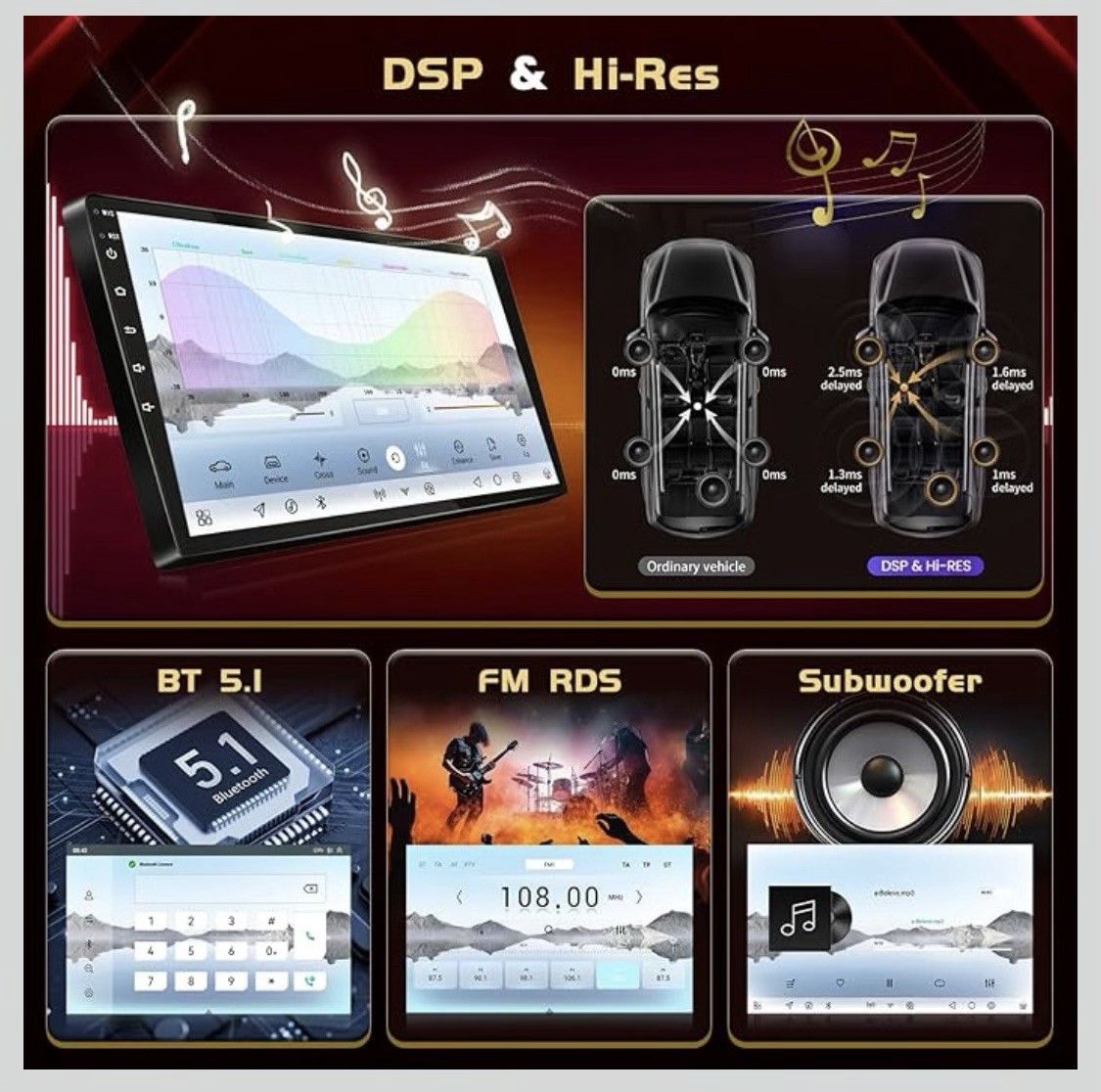 ====Hikity Qualcomm 8Core 4+64G 9″ IPS QLED Touchscreen Toyota Corolla 2009-2013