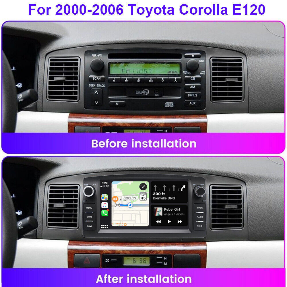 4+64G For Toyota Corolla 2000-2006 WIFI Car Stereo Radio GPS Navi Apple Carplay