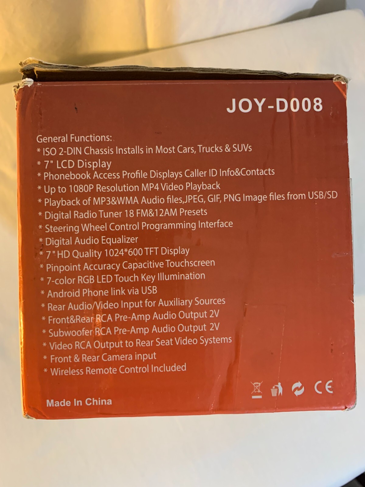 JOY-D008 7″ Double Din Car Stereo w/ Camera & Remote Android Auto Apple Carplay