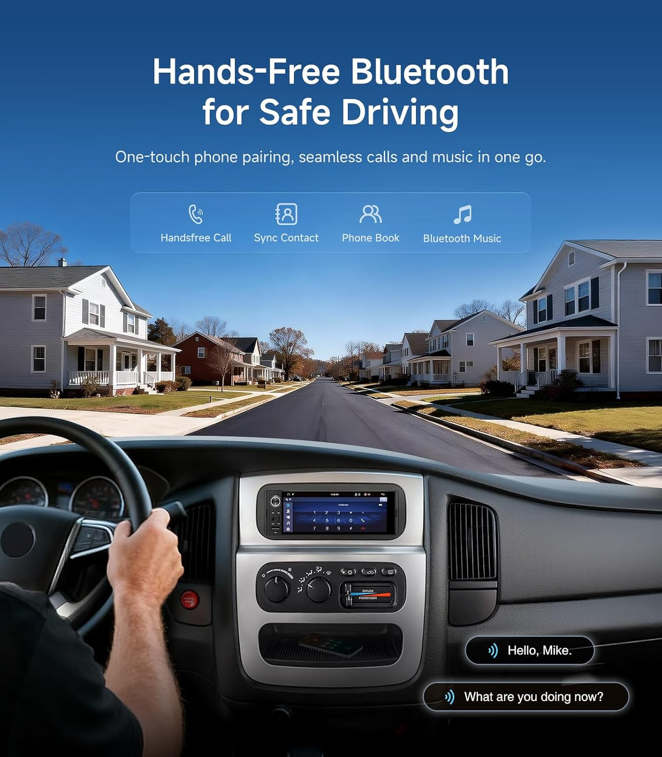 6.36″ Single DIN Car Radio Stereo, Linux System HD IPS Touchscreen with Wireless