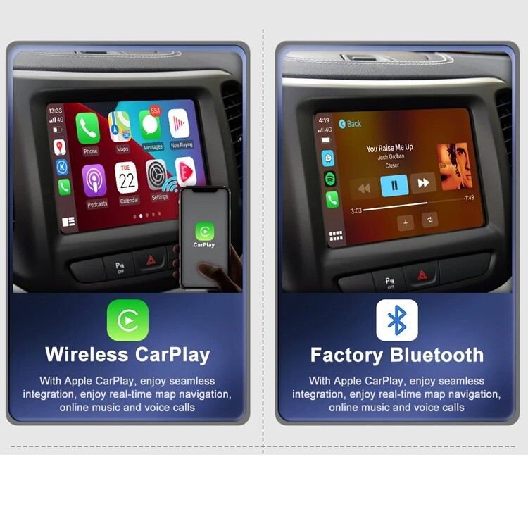 Wirelss carplay For Jeep Grand Cherokee Liberty 14-22 Compass 17-21 Dodge RAM 14