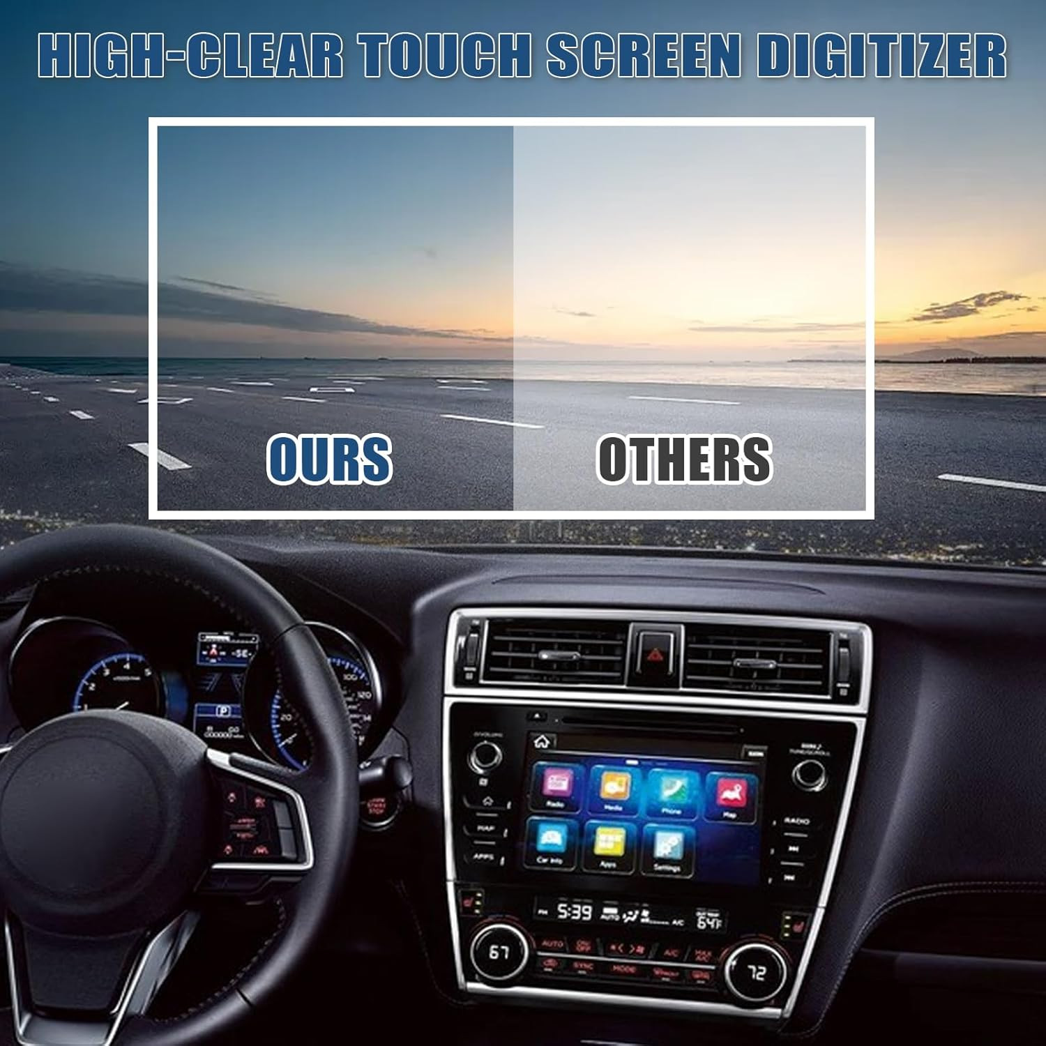 Touch Screen Digitizer Replacement for Subaru Legacy Outback Radio Screen 18-19