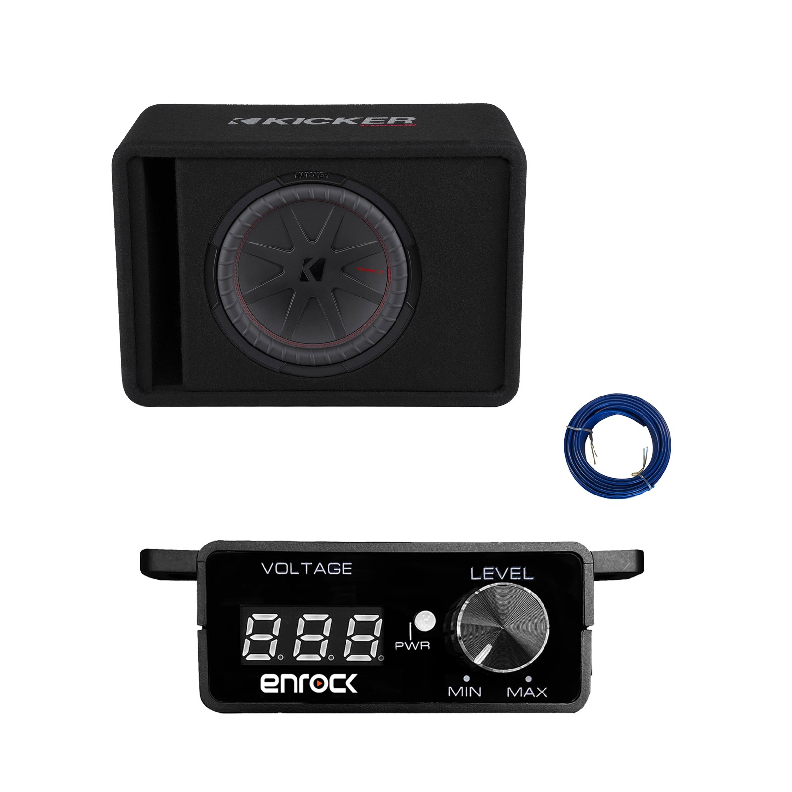 Kicker 12″ 1000 Watt Car Audio Subwoofer in Vented Enclosure, Bass Knob w/ Wire