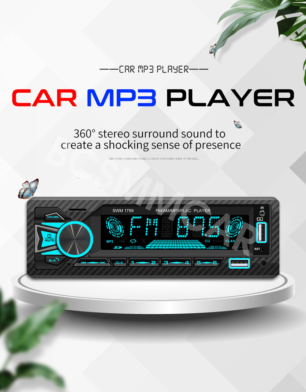 Single DIN In-Dash Bluetooth MP3 Player Audio Receiver Digital Media Car Radio