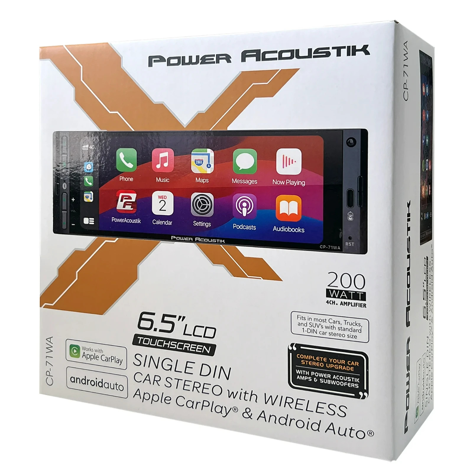 Power Acoustic CP-71WA Single DIN 6.5″ Touchscreen Car Stereo Apple Carplay