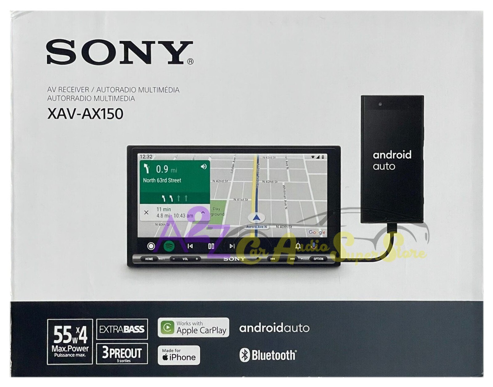 NEW SONY XAVAX150 XAV-AX150 6.95″ TOUCH SCREEN DOUBLE-DIN APPLE CAR PLAY ANDROID
