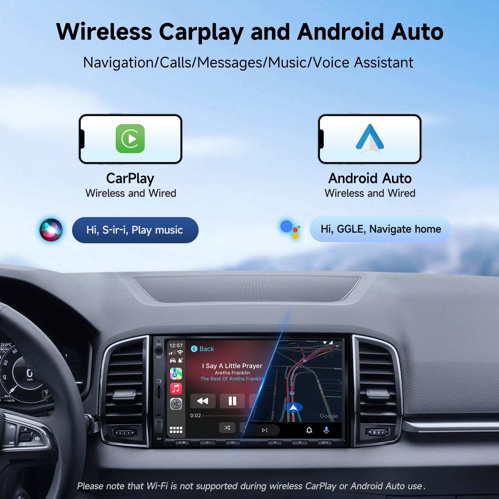 ATOTOZONE A5L 7″ 2+32GB Android Double Din Car Stereo, LRV Backup Camera&1080…
