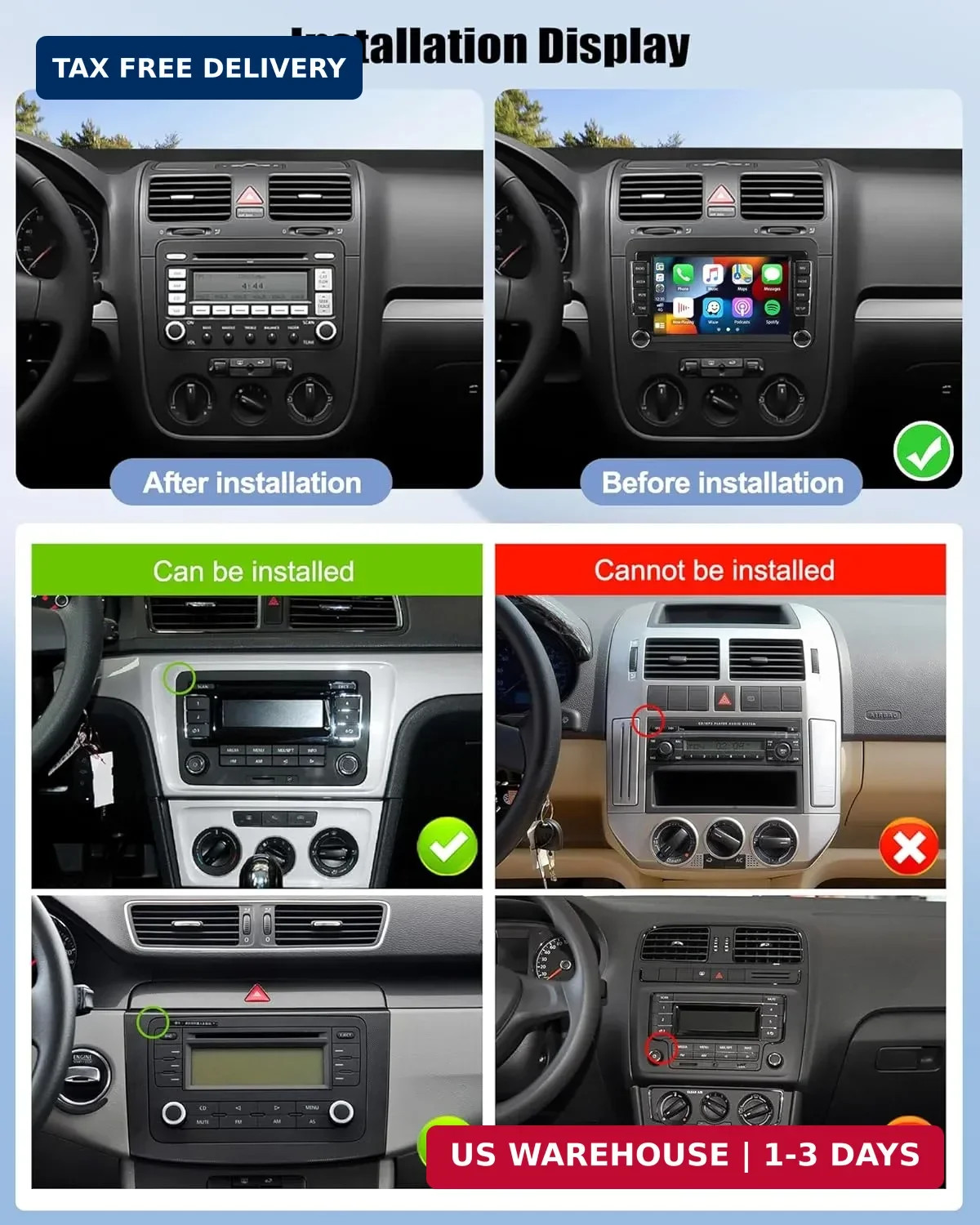 Car Stereo for VW Passat Jetta Tiguan Golf MK5 MK6 T5 EOS Polo 7 Inch Touchscree