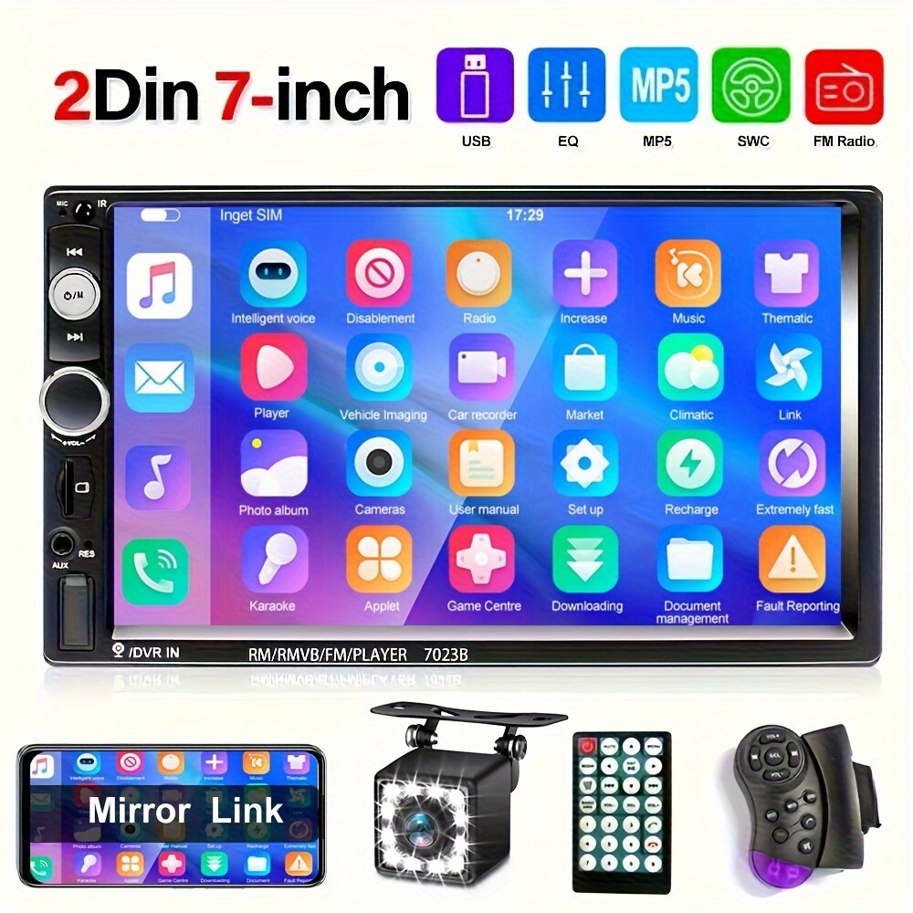 7″ Car Stereo Radio MP5 Player Double 2 DIN USB Touch Screen Bluetooth + Camera