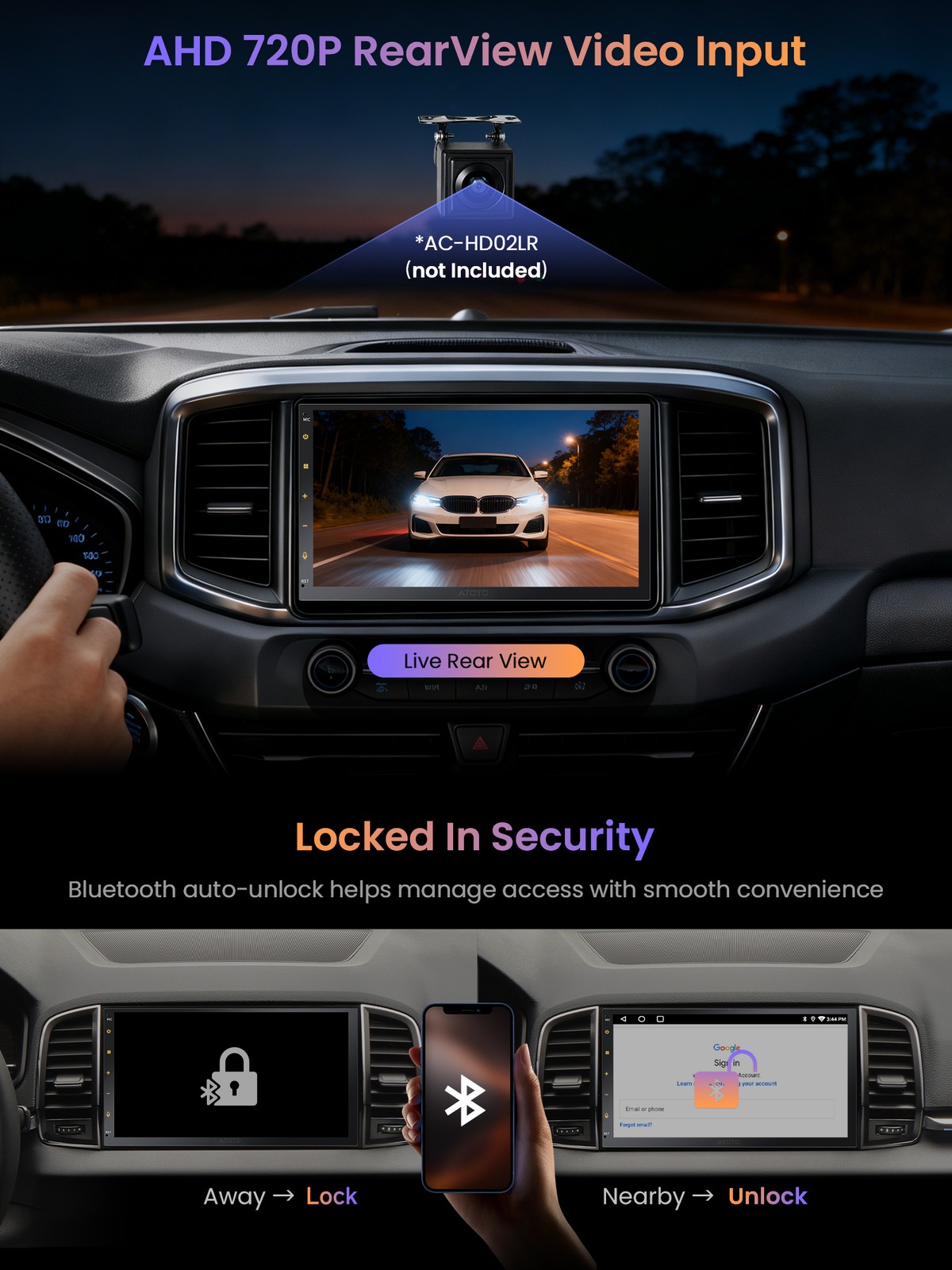 ATOTO F7 2Din Car Play Stereo Radio 7in Full TouchScreen Live RearView Cam input