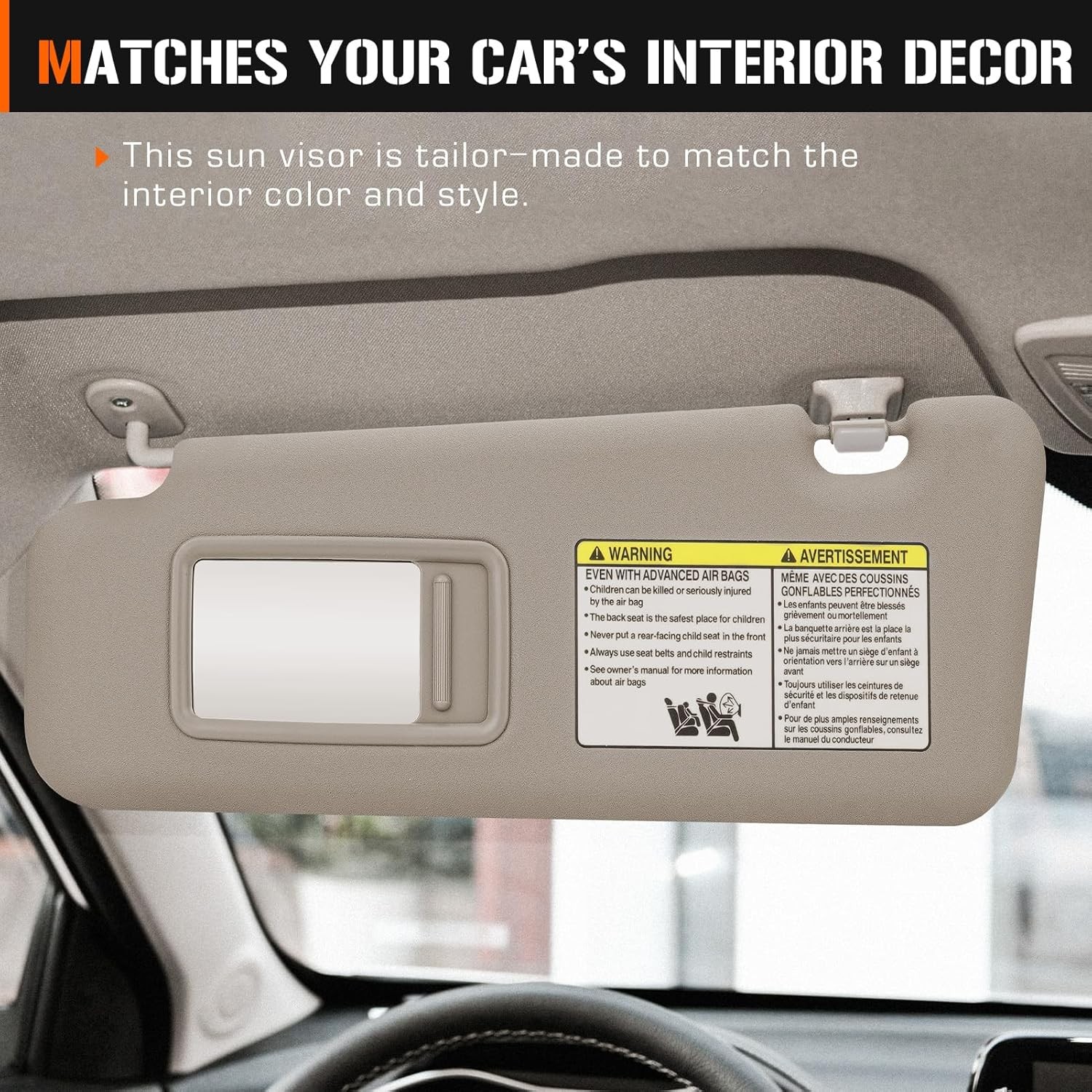 2008-13 Toyota Highlander Left & Right Beige Sun Visor w/ Light Driver/Passenger