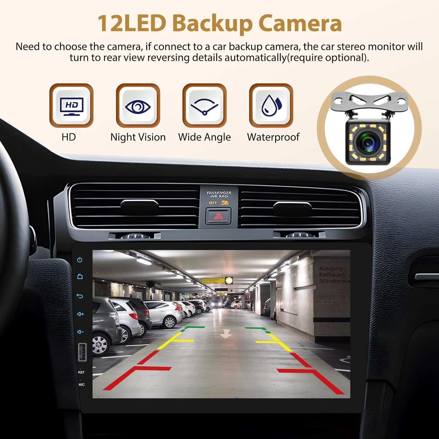 9″ Android Auto Carplay Stereo Single DIN Universal with Backup Camera