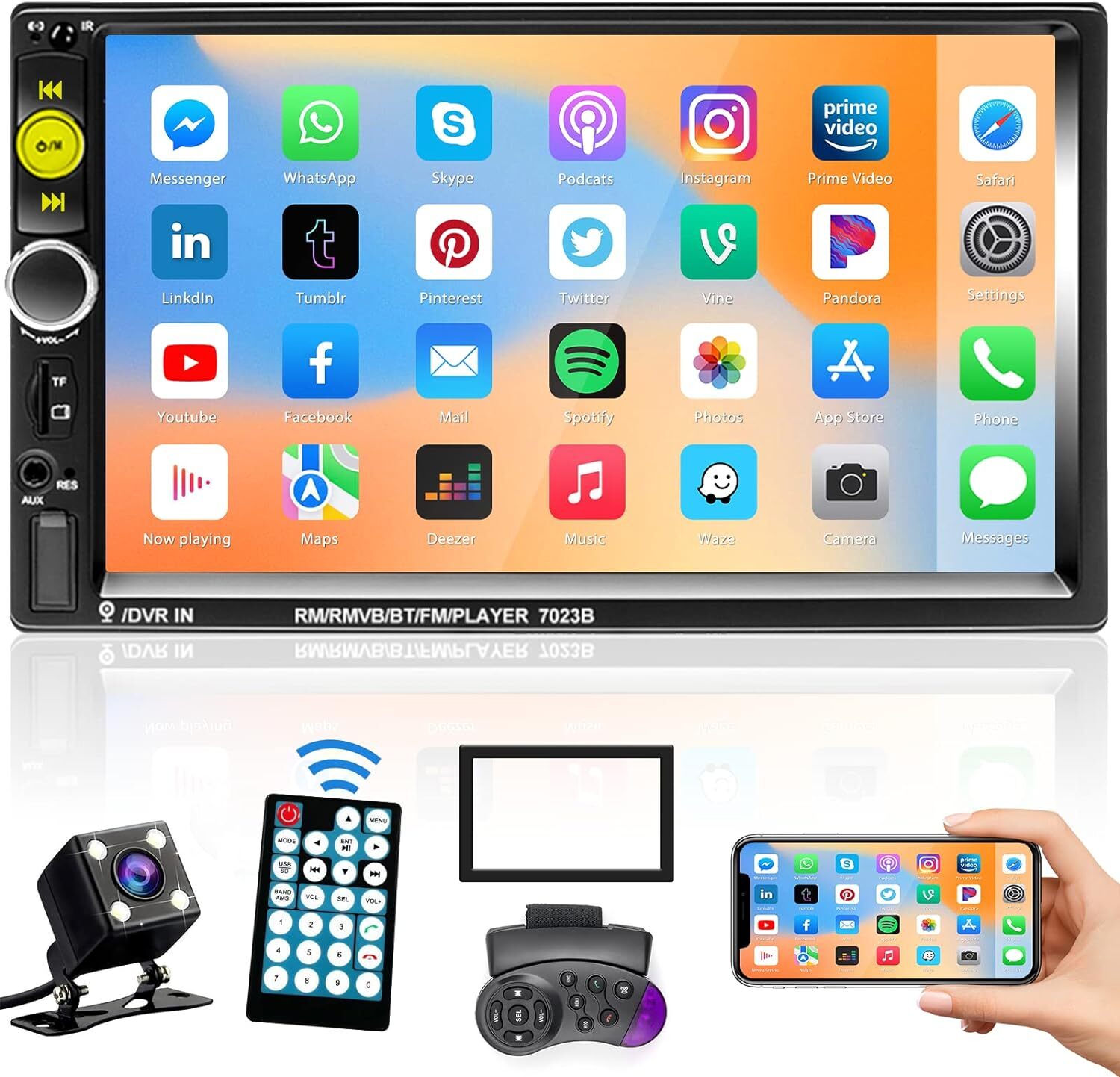 Pantalla HD Radio Bluetooth Para Carro Auto Con Camara De Reversa Retroceso 2023
