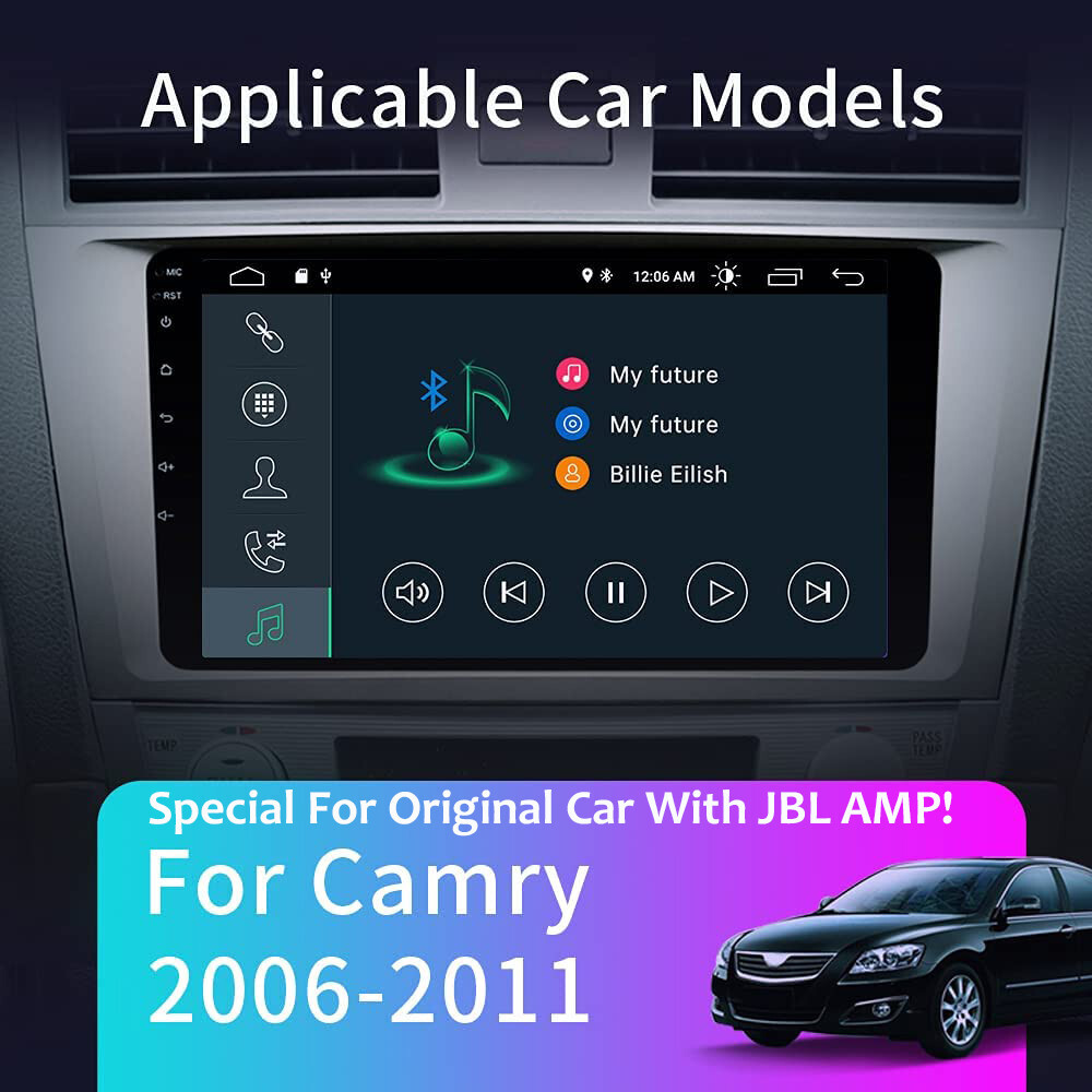 For Toyota Camry 07-11 JBL Android 12 Car Stereo Radio GPS Apple CarPlay 2+32GB