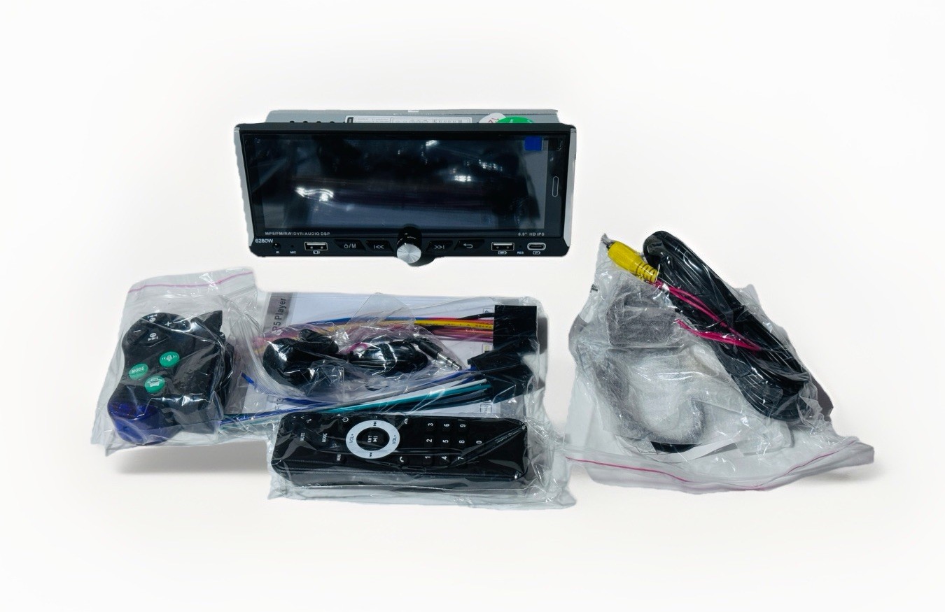 Car Play Bluetooth Single Din Car Stereo with Backup Camera 6.9 IPS Touchscreen