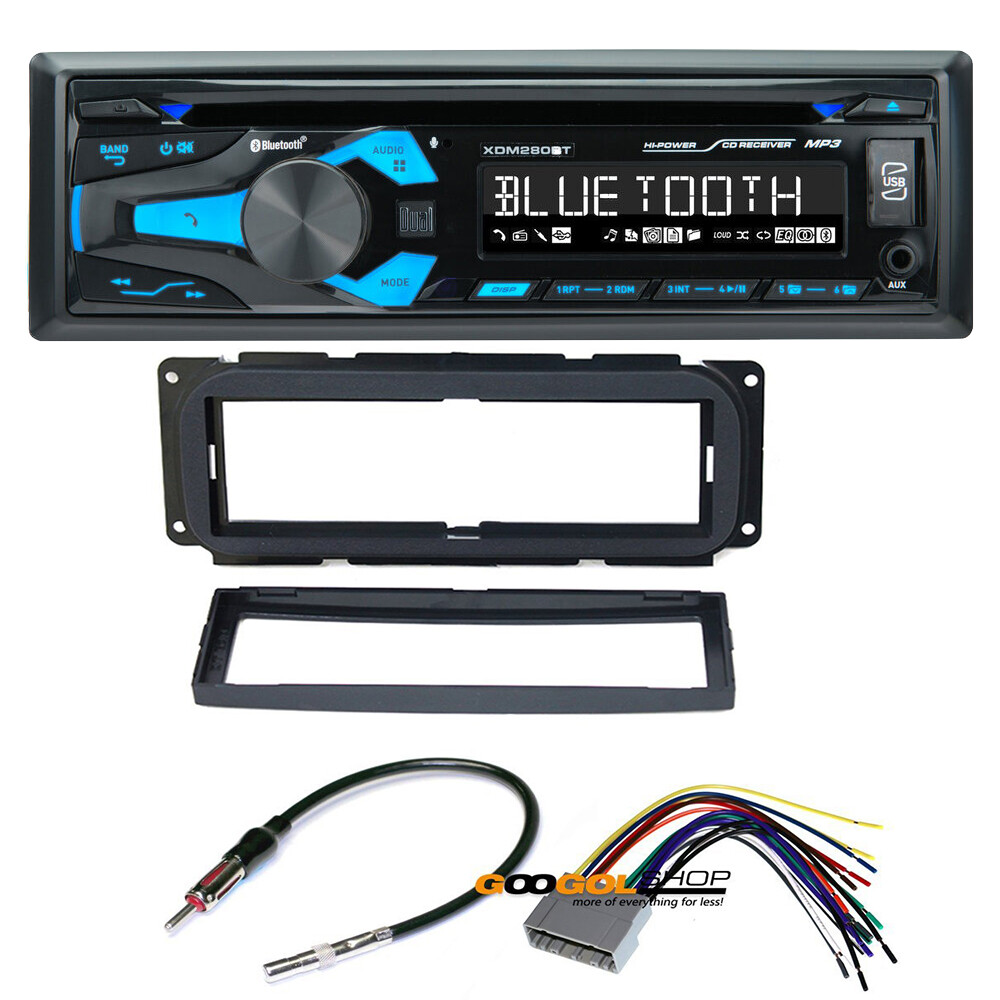 DUAL XDM280BT Car Radio Stereo CD Player dash kit for 02-up Jeep Chrysler Dodge