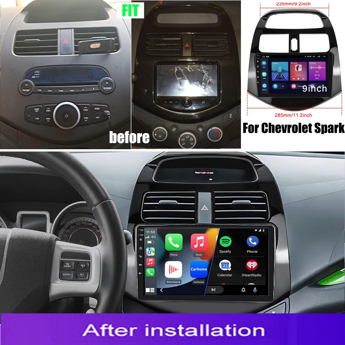 For 2013 2014 2015 Chevrolet Spark Car Stereo Radio Android 13 Carplay GPS +Cam