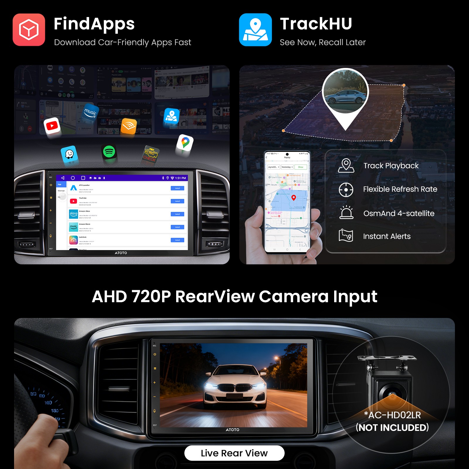 ATOTO A5L Double Din 7″ Car Stereo TouchScreen Wireless Carplay Android Auto