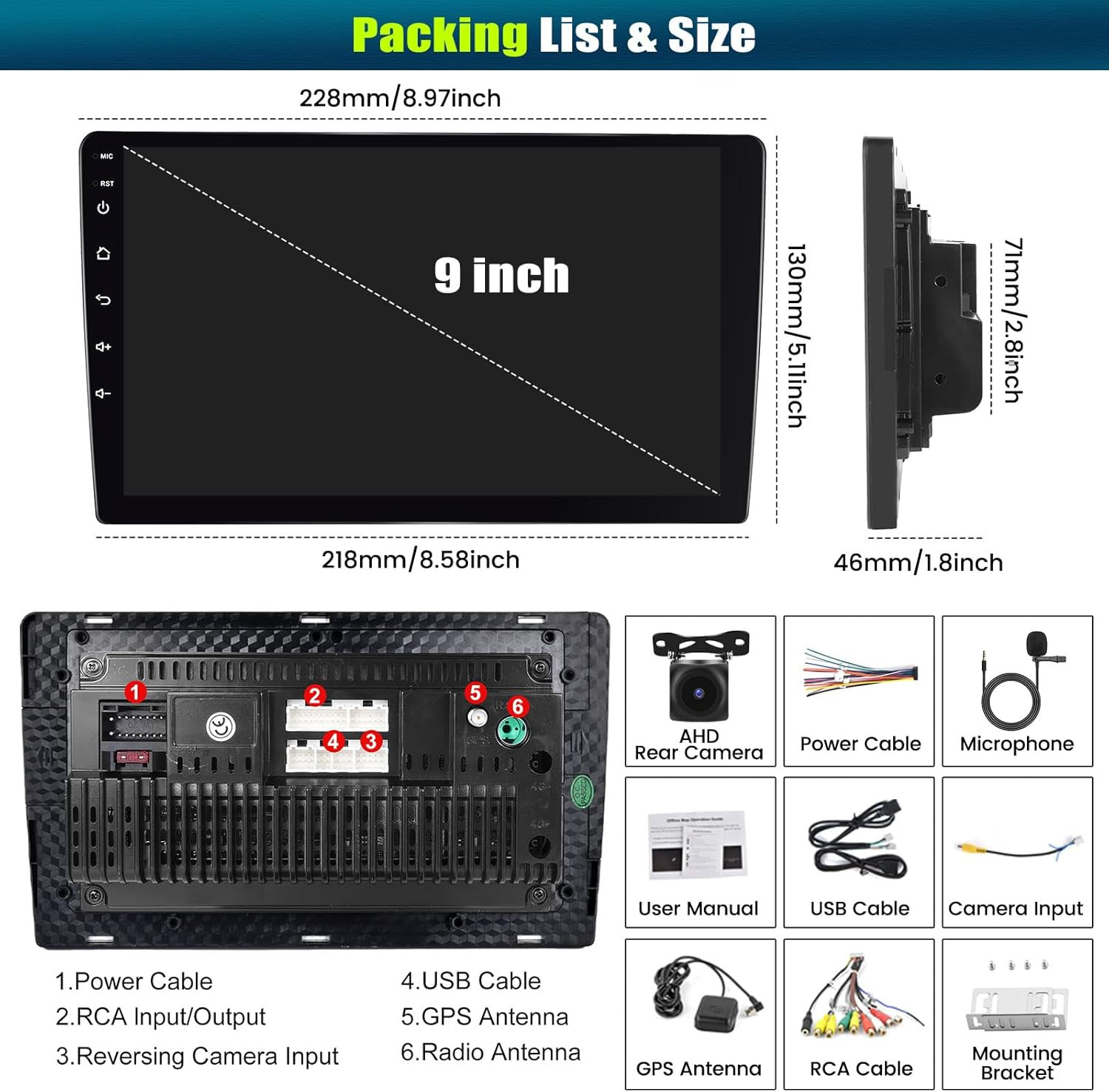 [8-Core 4+64GB] Android 13 Double Din Car Radio Stereo with Wireless Carplay&And