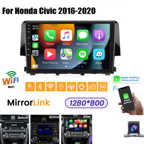 Apple Carplay For 2016-2020 Honda Civic Car Stereo Android 12.0 Radio GPS WIFI