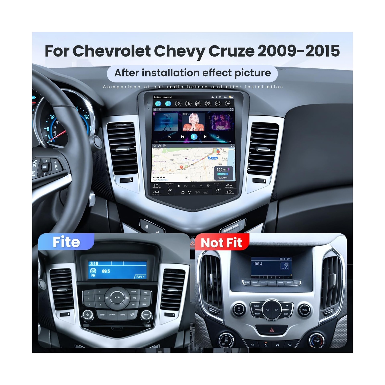 [8 Core + 32G] Car Radio Stereo for Chevrolet Chevy Cruze 2009-2015: Android …