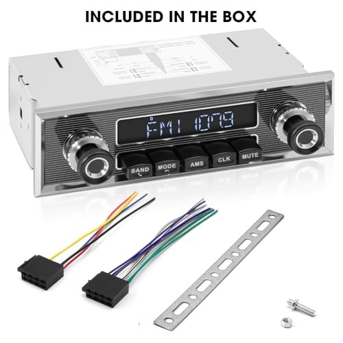 Retro Vintage Radio for Classic Vehicle – Single Din Bluetooth Car Stereo with