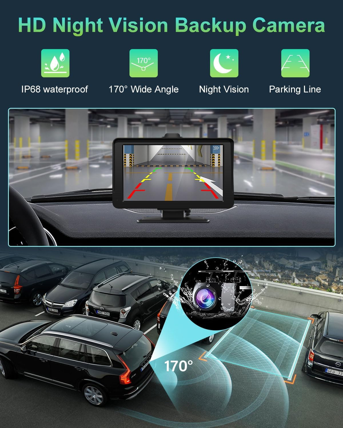 Carplay Screen for Car, 7″ HD Portable Wireless Carplay & Android Auto