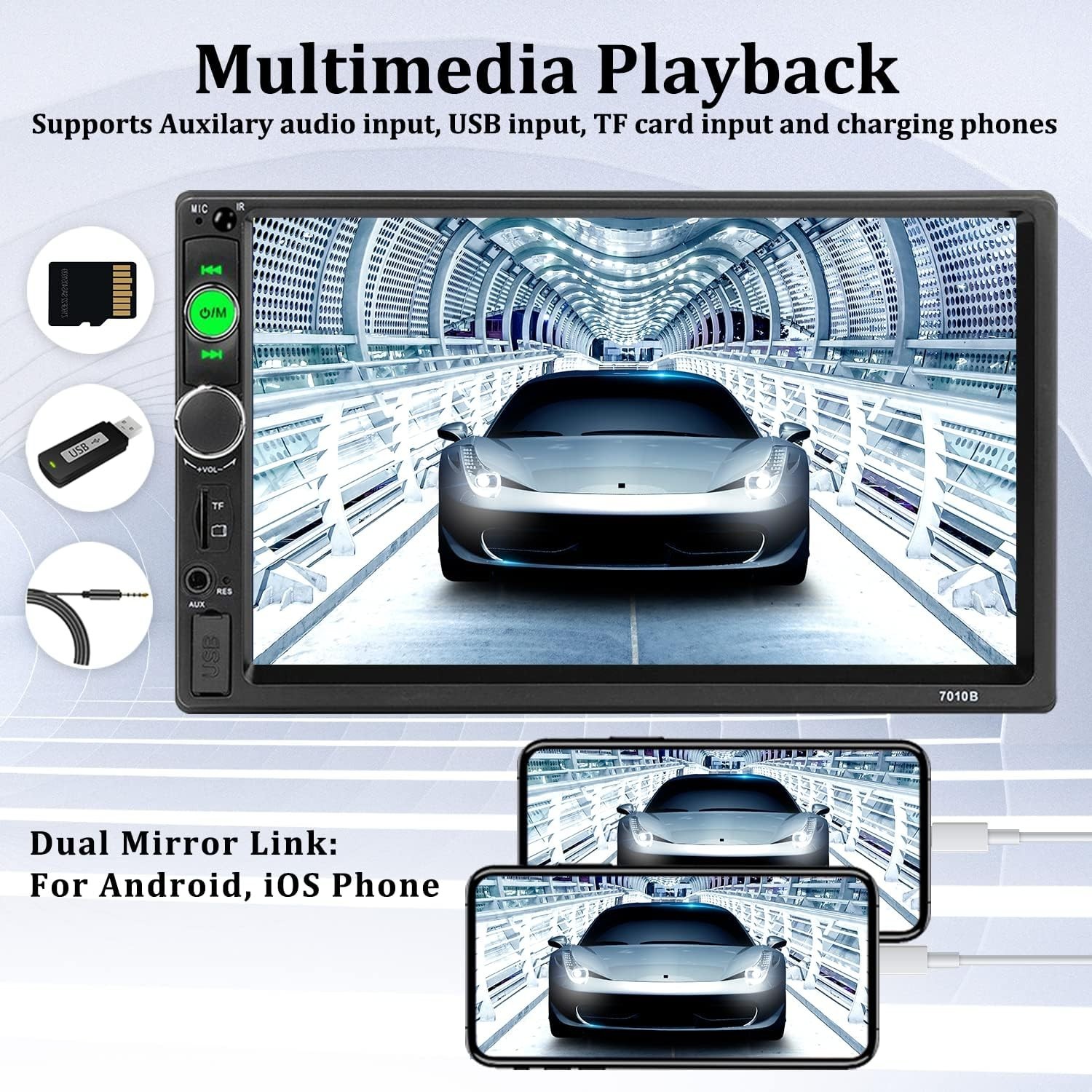 Double Din Car Stereo Radio 7 in Touch Screen Bluetooth Radio with Backup Camera