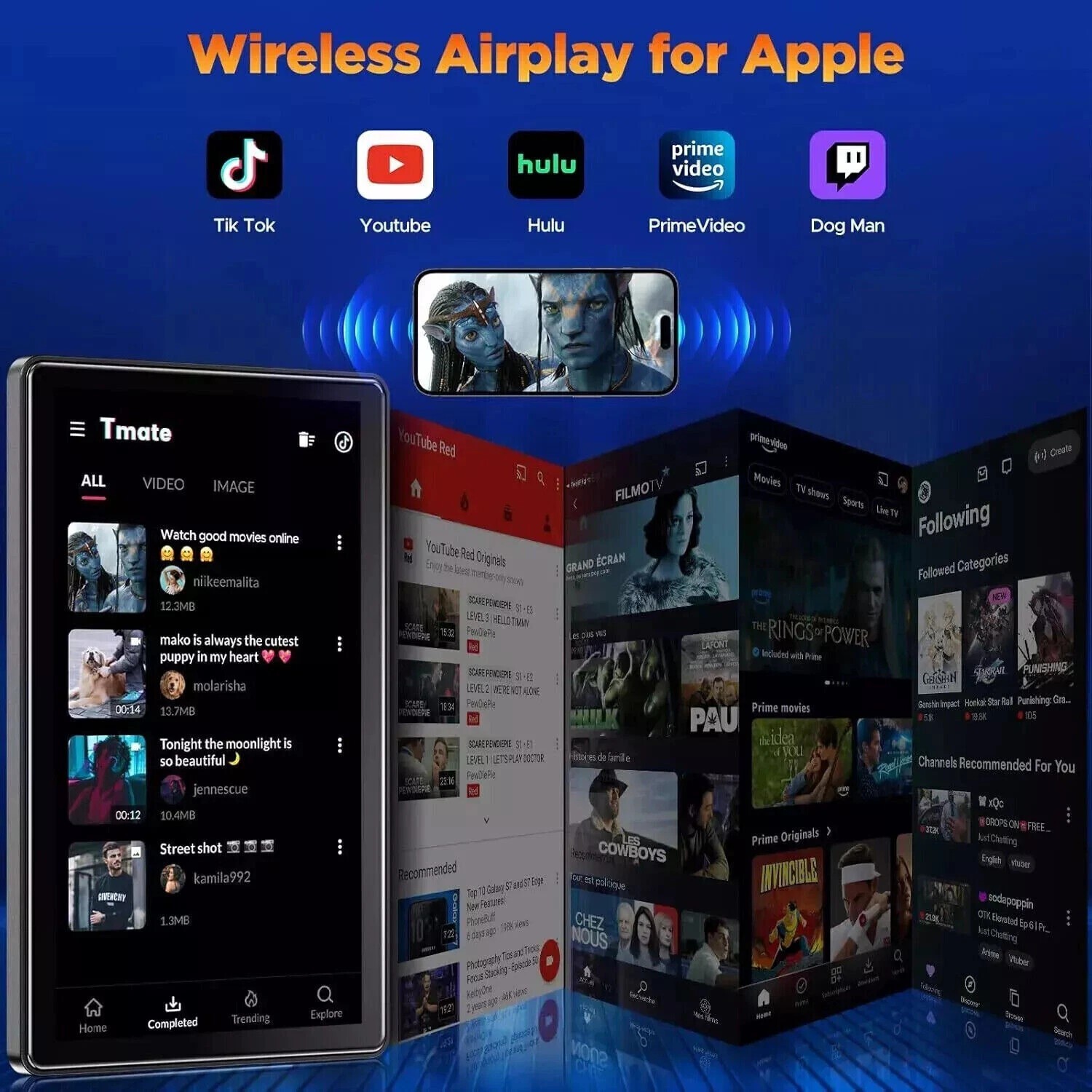 New 7″ Touch Screen BT Wireless Apple Carplay Android Auto Portable Car Stereo