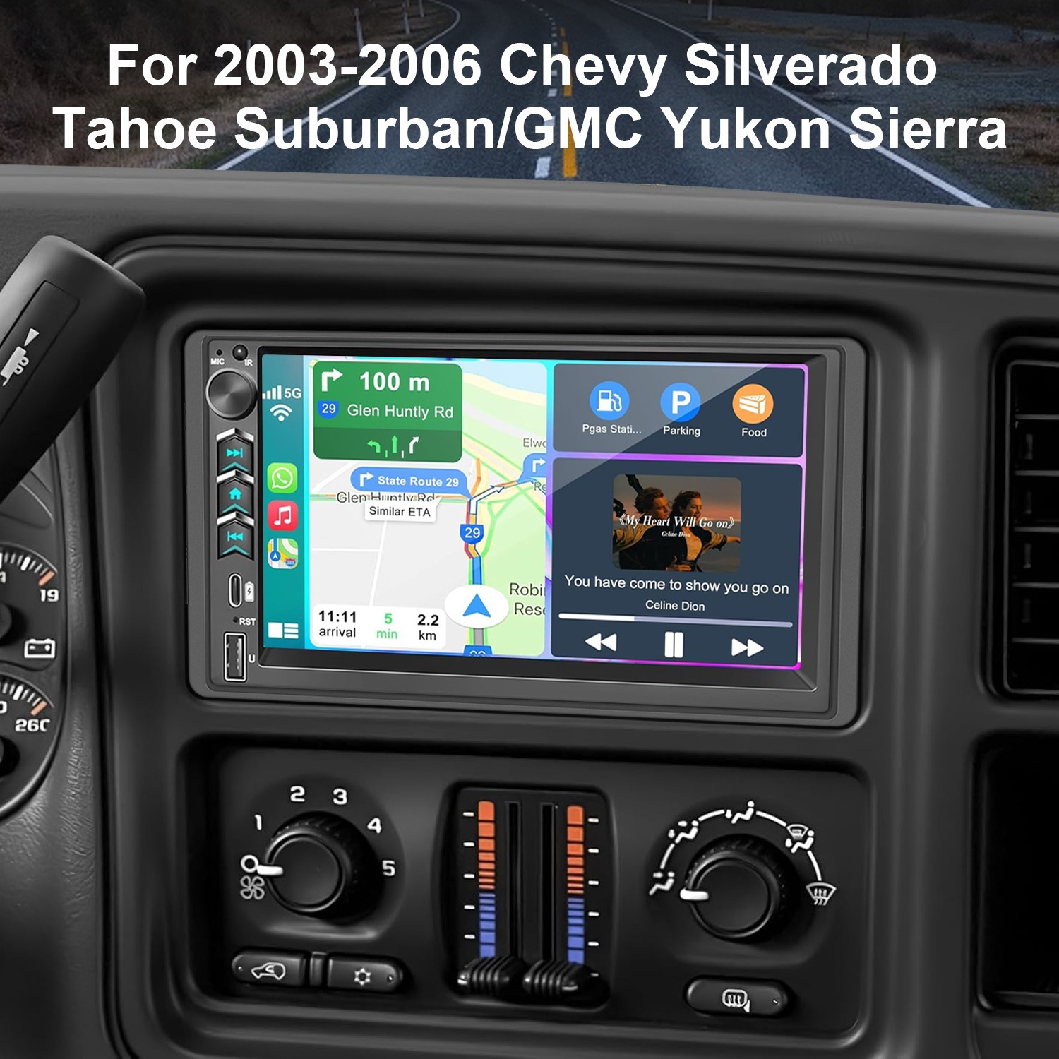 For 2003-2006 Chevy Tahoe Trailblazer Apple Carplay Car Radio Stereo +Camera