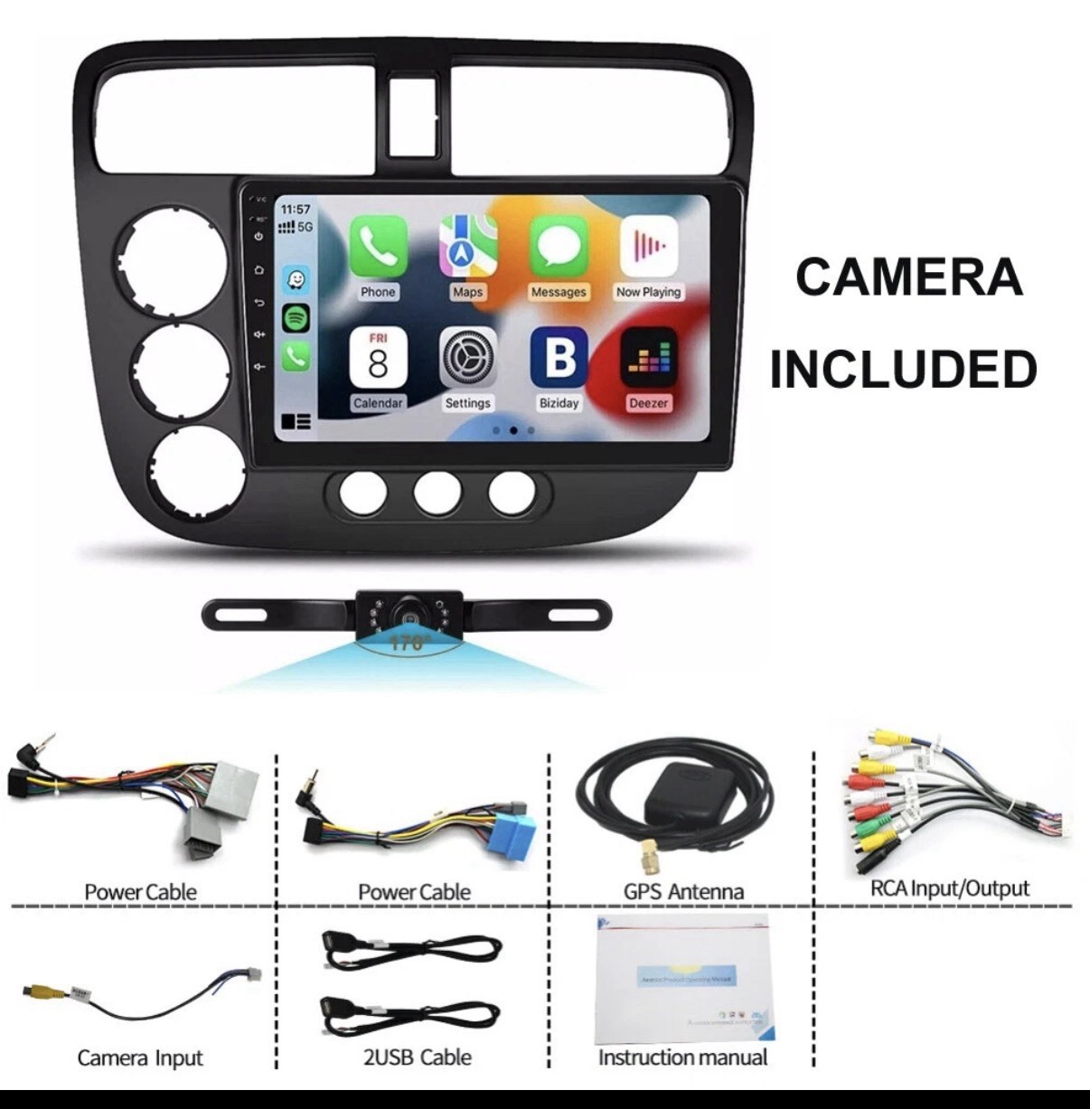 For Honda Civic 2001-2005 Android Car Stereo Apple Carplay Radio GPS FM 9″
